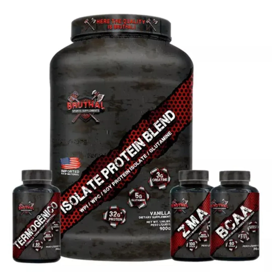 WHEY ISOLATE PROTEIN BLEND + ZMA + BCAA + TERMOGENICO BRUTHAL SPORTS Droga Raia