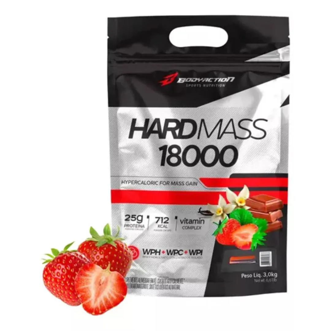Hipercalórico Body Action Hard Mass 18000 Morango 3kg