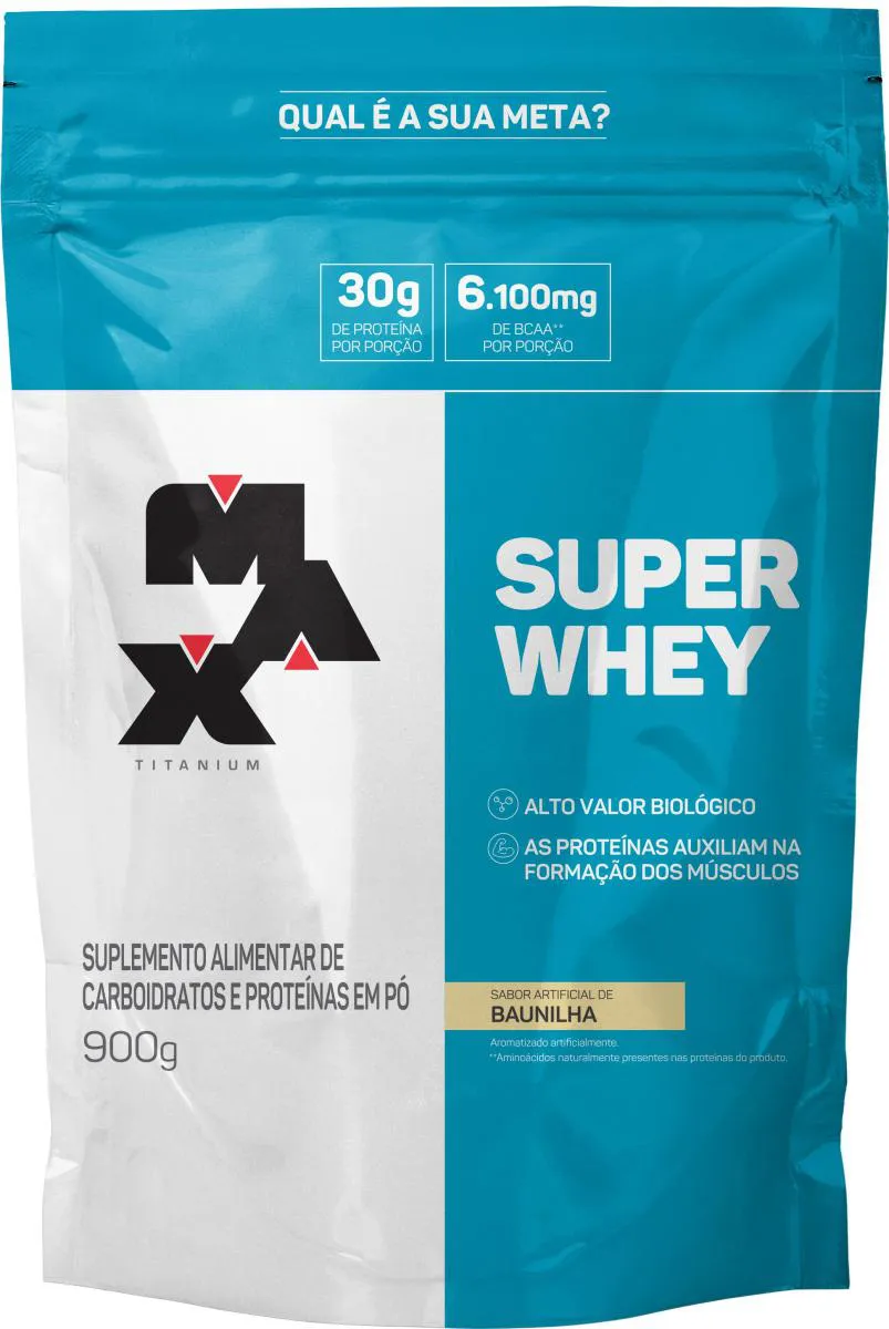 Super Whey Max Titanium Morango Refil 900g 
