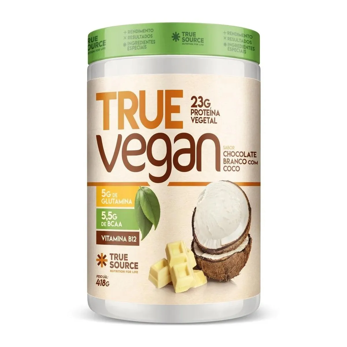TRUE VEGAN 418G CHOCOLATE BRANCO COM COCO