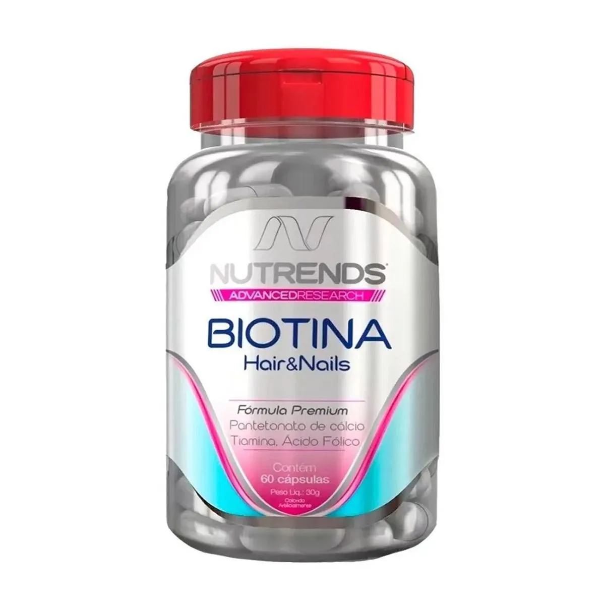 BIOTINA - HAIR & NAILS - 60 CÁPSULAS - NUTRENDS SEM Sabor