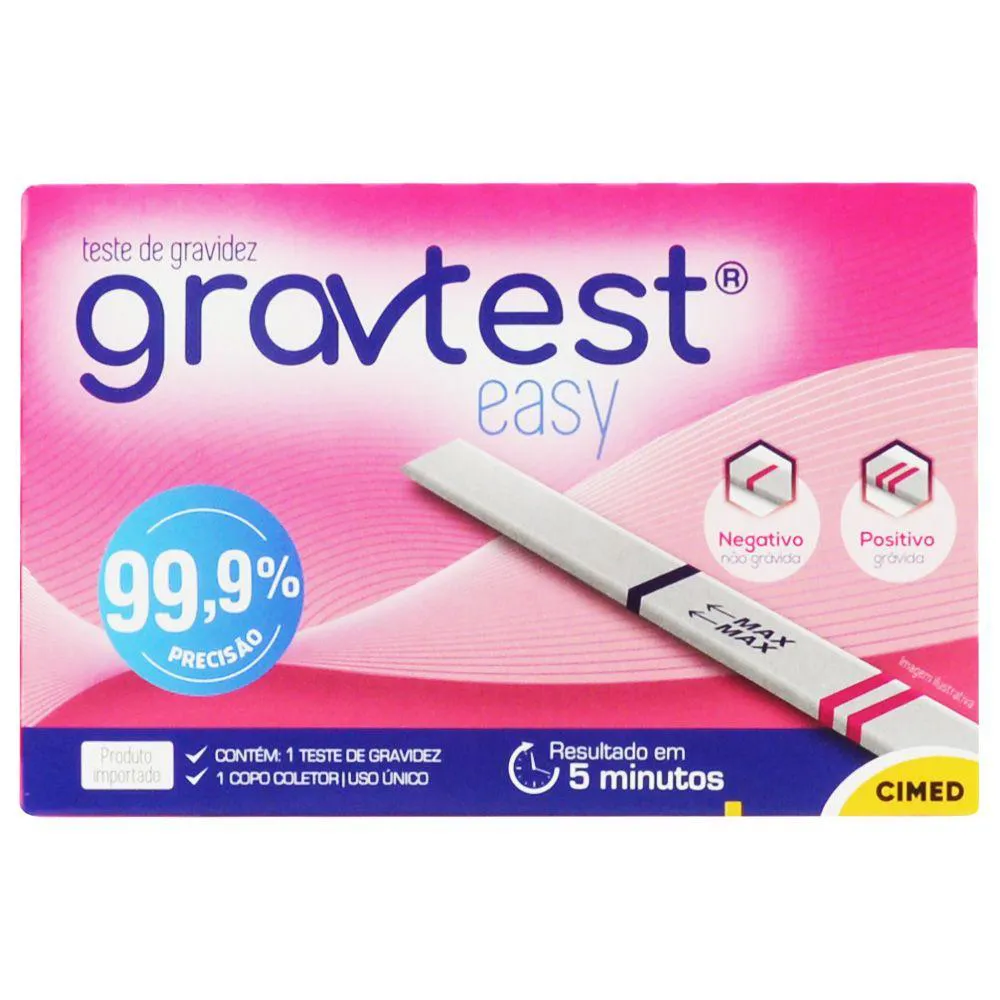 TESTE DE GRAVIDEZ GRAVTEST 99,9% PRECISãO RáPIDO - CIMED