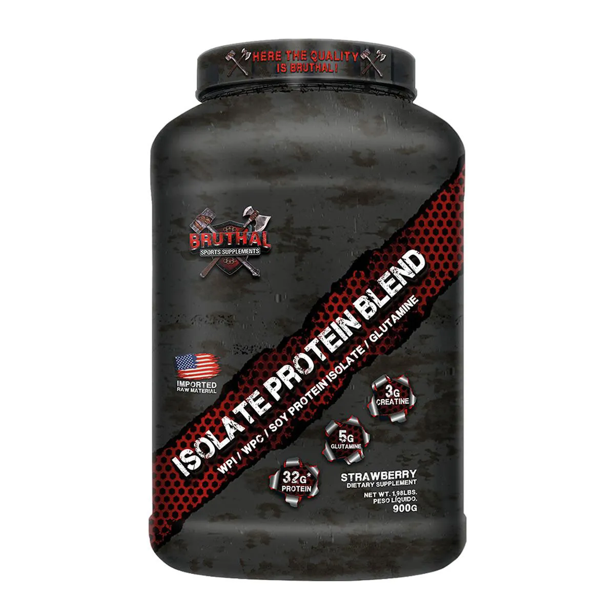 Proteína Isolada em Pó Bruthal Sports Isolate Protein Blend Morango 900g
