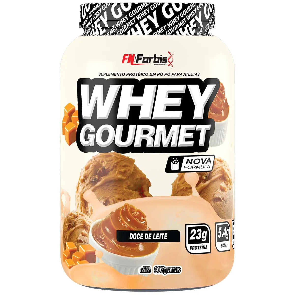 WHEY PROTEIN GOURMET 900 G - FN FORBIS (DOCE DE LEITE) Iogurte COM Coco