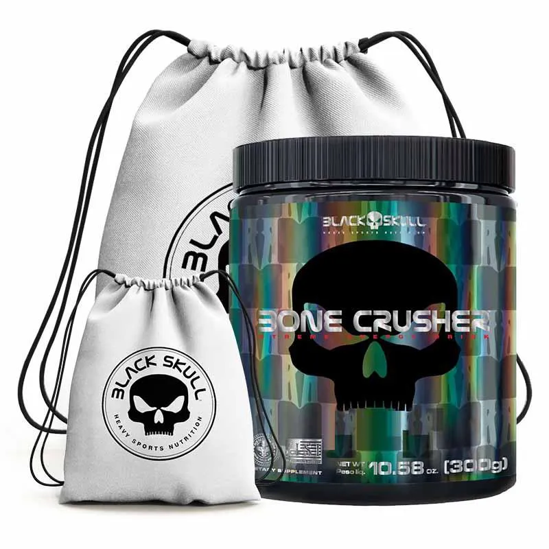 Kit Pré-Treino Black Skull Bone Crusher Blueberry 300g + Mochila