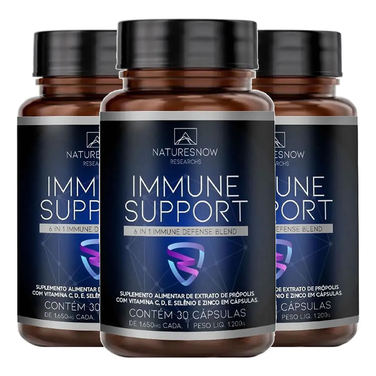 3X IMMUNE SUPPORT 30CÃ¡PS - NATURES NOW KIT SEM SABOR