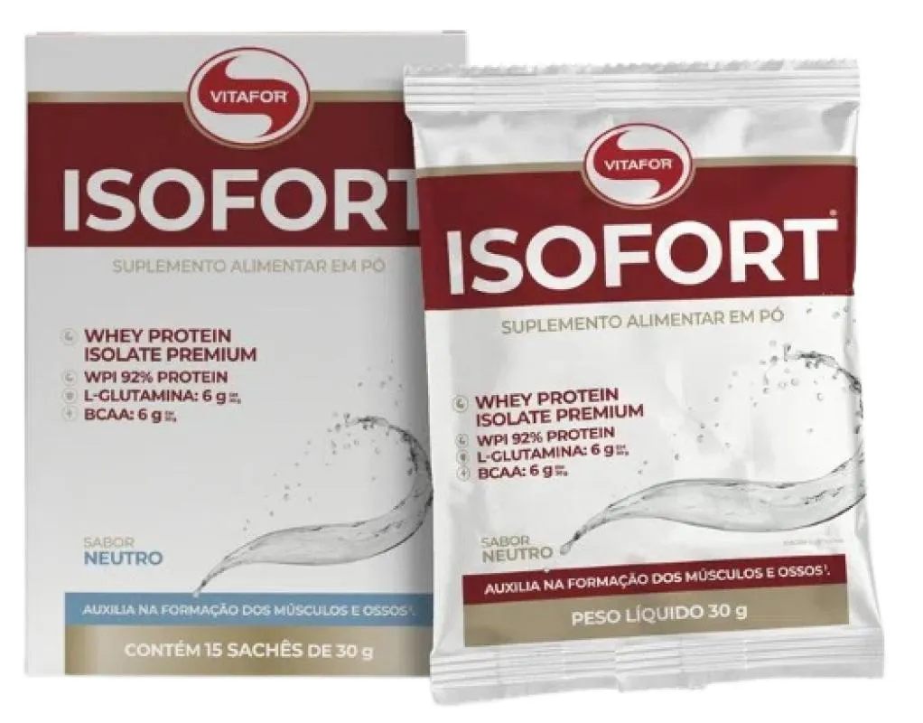 ISOFORT WHEY PROTEIN ISOLADO NEUTRO 30G VITAFOR 15 SACHêS