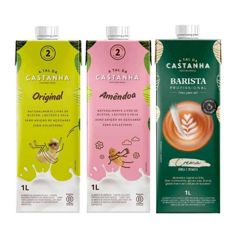 KIT 3 BEBIDA A TAL DA CASTANHA: ORIGINAL, AMêNDOA, BARISTA