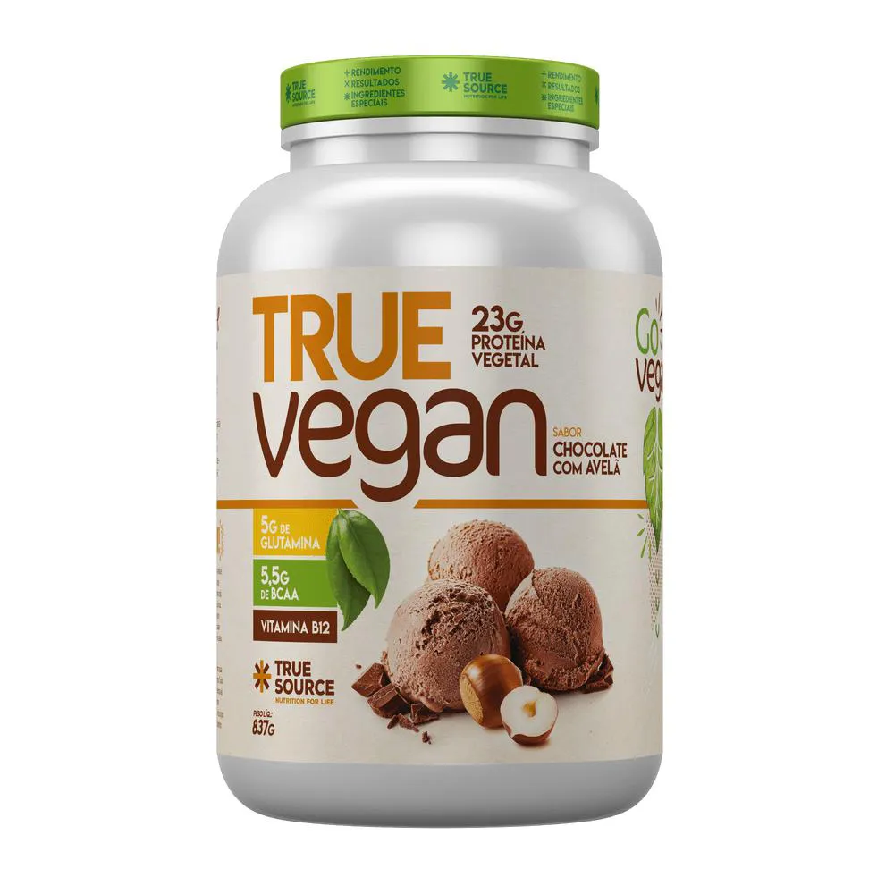 Kit Proteína Vegetal True Source True Concentrate Zero Lactose Chocolate com Avelã 837g 2 unidades