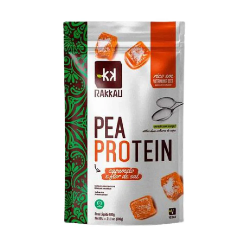 Kit Proteína Vegetal Rakkau Pea Protein Caramelo e Flor de Sal 600g 2 unidades 