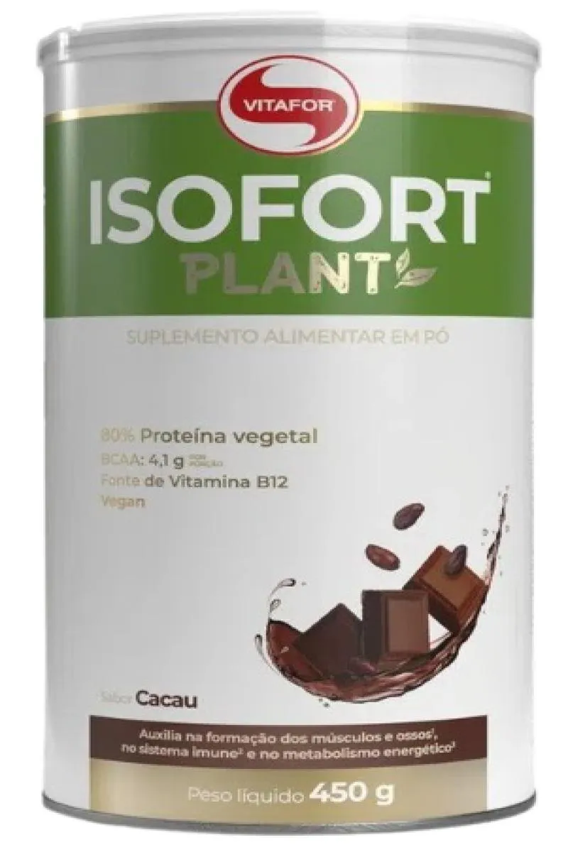 Kit Proteína Vegetal Vitafor Isofort Plant Cacau Vegana 450g 2 unidades 
