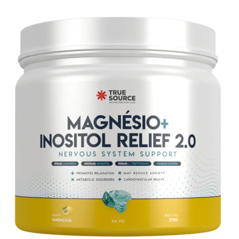 KIT 2X: MAGNéSIO + INOSITOL RELIEF 2.0 MARACUJá TRUE SOURCE 375G