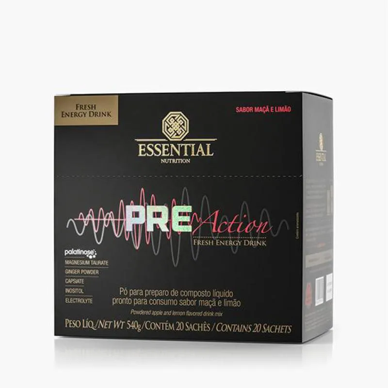 PRE-ACTION MAçã/LIMãO 27G ESSENTIAL NUTRITION 20 SACHêS
