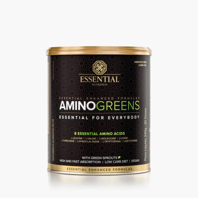 KIT 2X: AMINO GREENS AMONIáCIDOS ESSENTIAL NUTRITION 240G