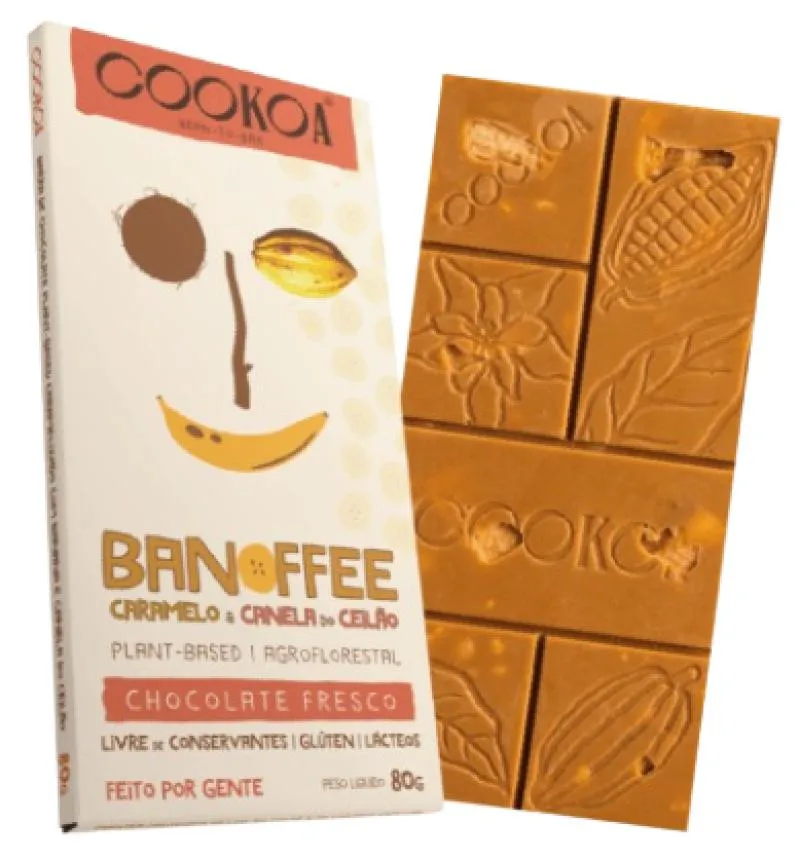 KIT 6X: CHOCOLATE BANOFFEE CARAMELO E CANELA VEGANO COOKOA 80G