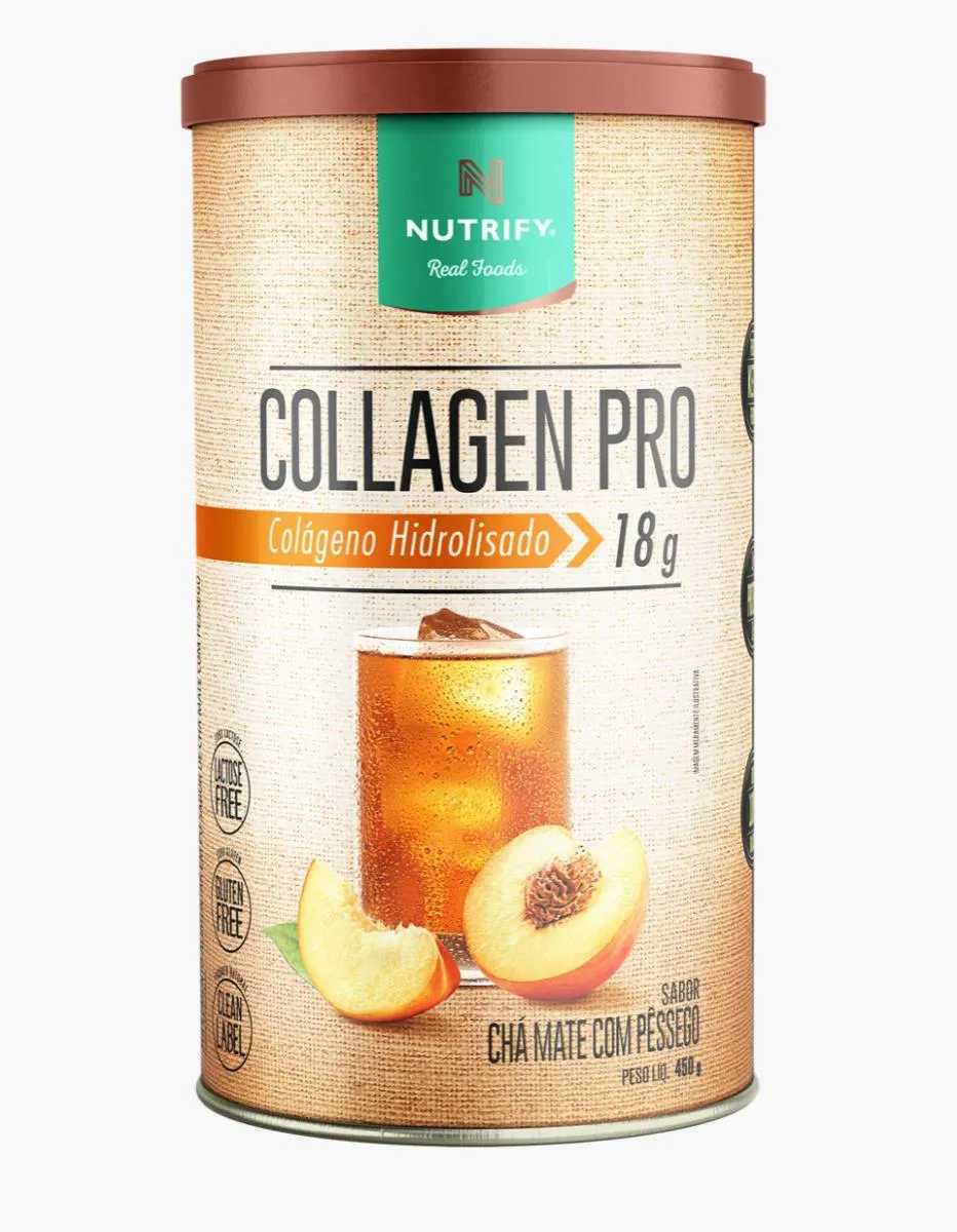 COLLAGEN PRO CHá MATE COM PêSSEGO NUTRIFY 450G