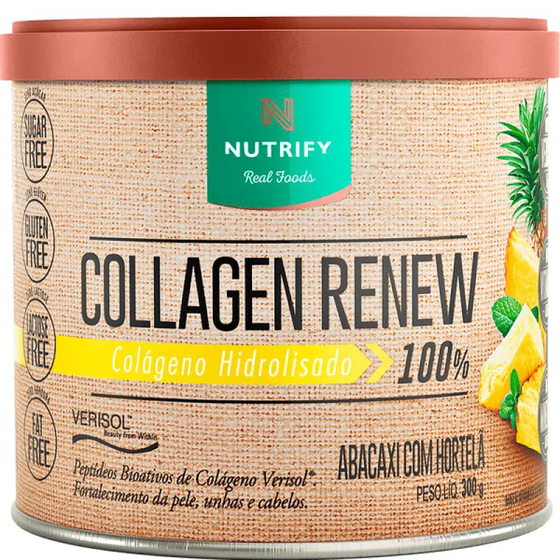 COLLAGEN RENEW COLáGENO HIDROLISADO ABACAXI COM HORTELã NUTRIFY 300G