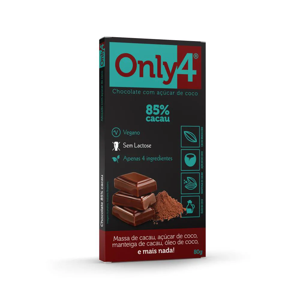 KIT 3X: CHOCOLATE 85% CACAU SEM LACTOSE VEGANO ONLY4 80G