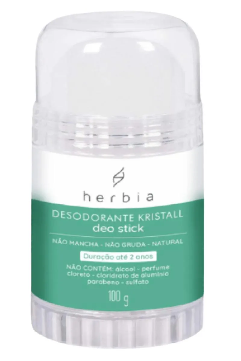 Kit Desodorante Vegano Sem Alumínio Stick Cristal Herbia Kristall Sem Álcool Sem Perfume 100g 2 unidades