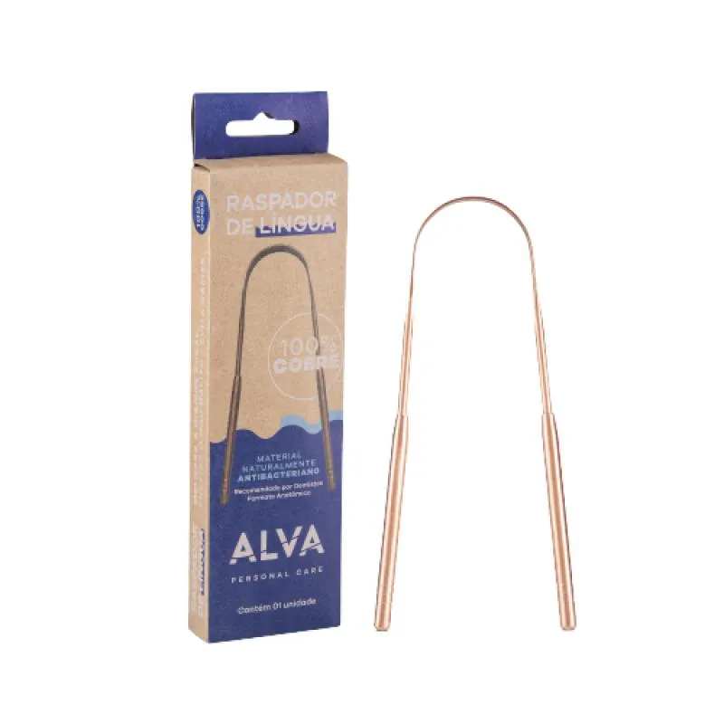 KIT 2X: RASPADOR DE LíNGUA DE COBRE ADULTO ALVA 1 UNIDADE