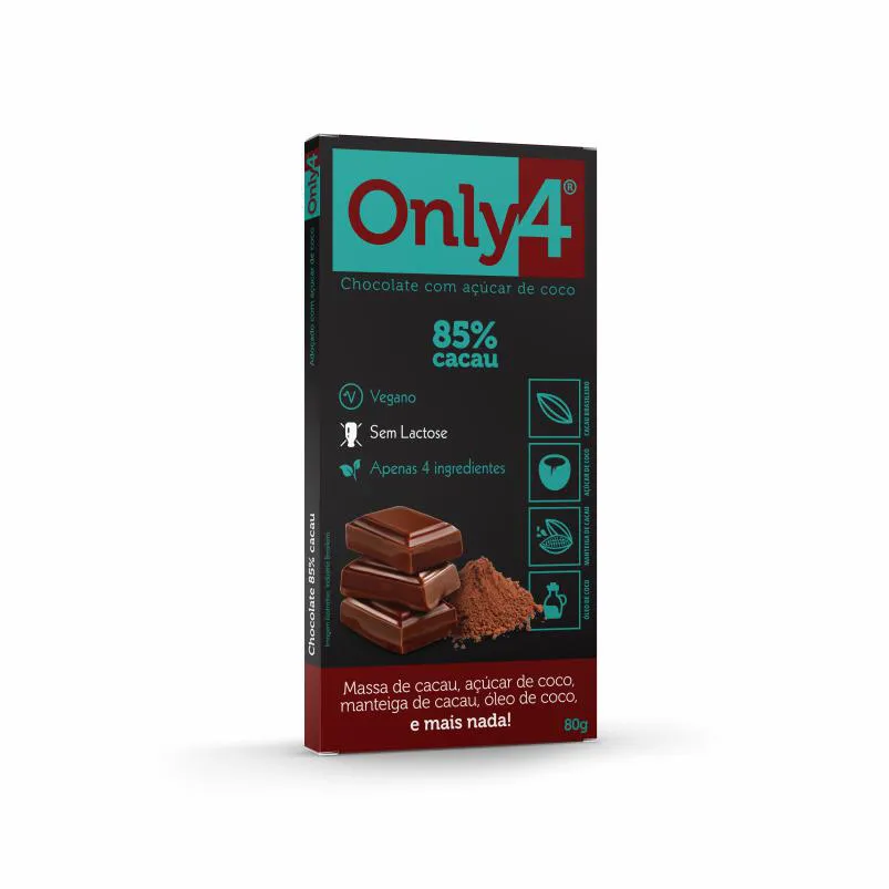 KIT 2X: CHOCOLATE 85% CACAU SEM LACTOSE VEGANO ONLY4 80G