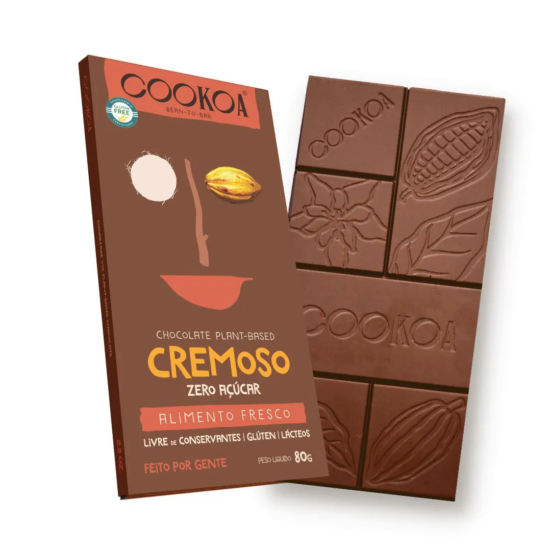 KIT 2X: CHOCOLATE CREMOSO ZERO AçúCAR VEGANO COOKOA 80G