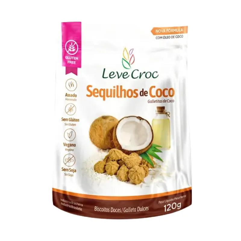 BISCOITO SEQUILHO COCO SEM GLúTEN LEVE CROCK 120G