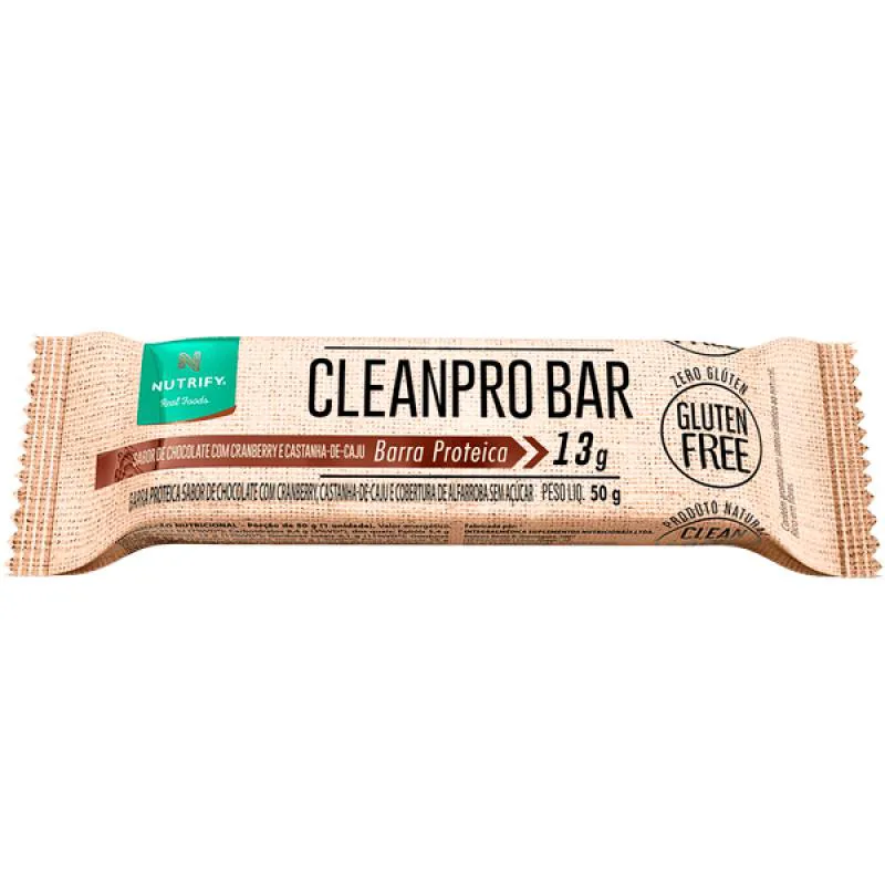 Kit Barra de Proteína Nutrify CleanPro Bar Chocolate com Cranberry 50g 2 unidades