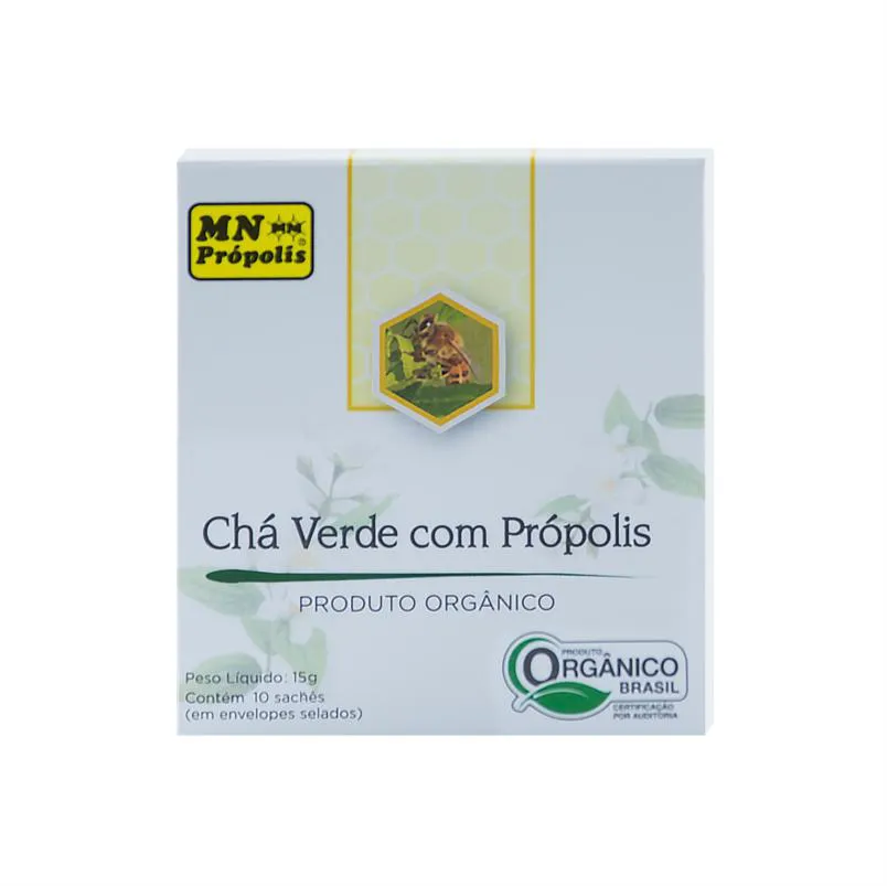 KIT 6X: CHá VERDE COM PRóPOLIS ORGâNICO 10 SACHêS MN FOOD