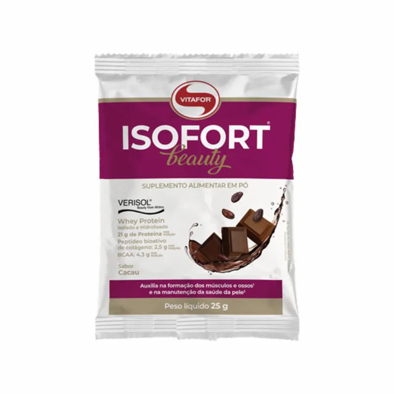 KIT 3X: ISOFORT BEAUTY WHEY PROTEIN CACAU VITAFOR 25G