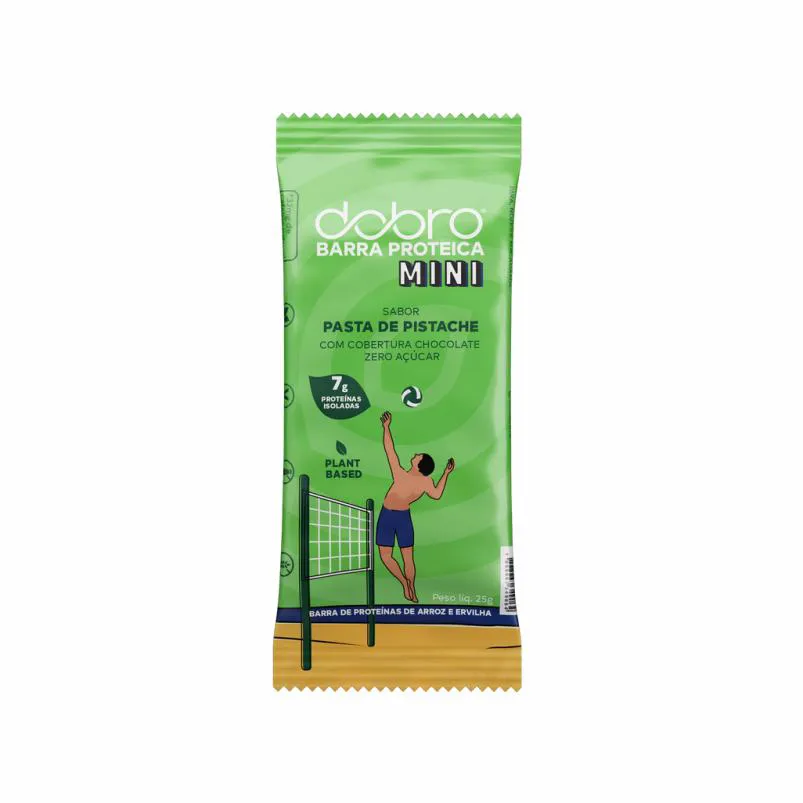 Kit Barra de Proteína Vegetal Dobro Mini Pistache com Chocolate 25g 3 unidades 