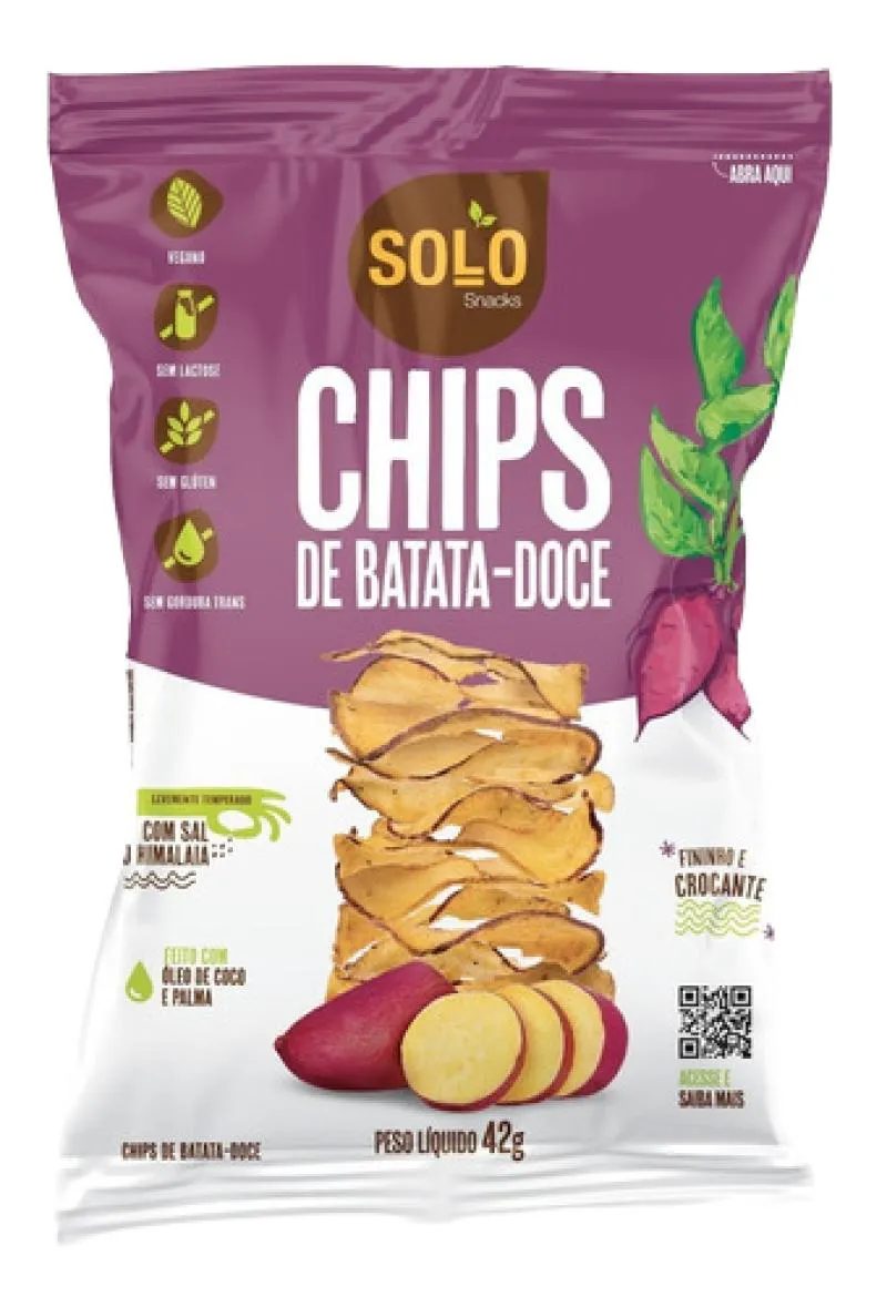 CHIPS DE BATATA DOCE ASSADO SOLO SNACKS 42G