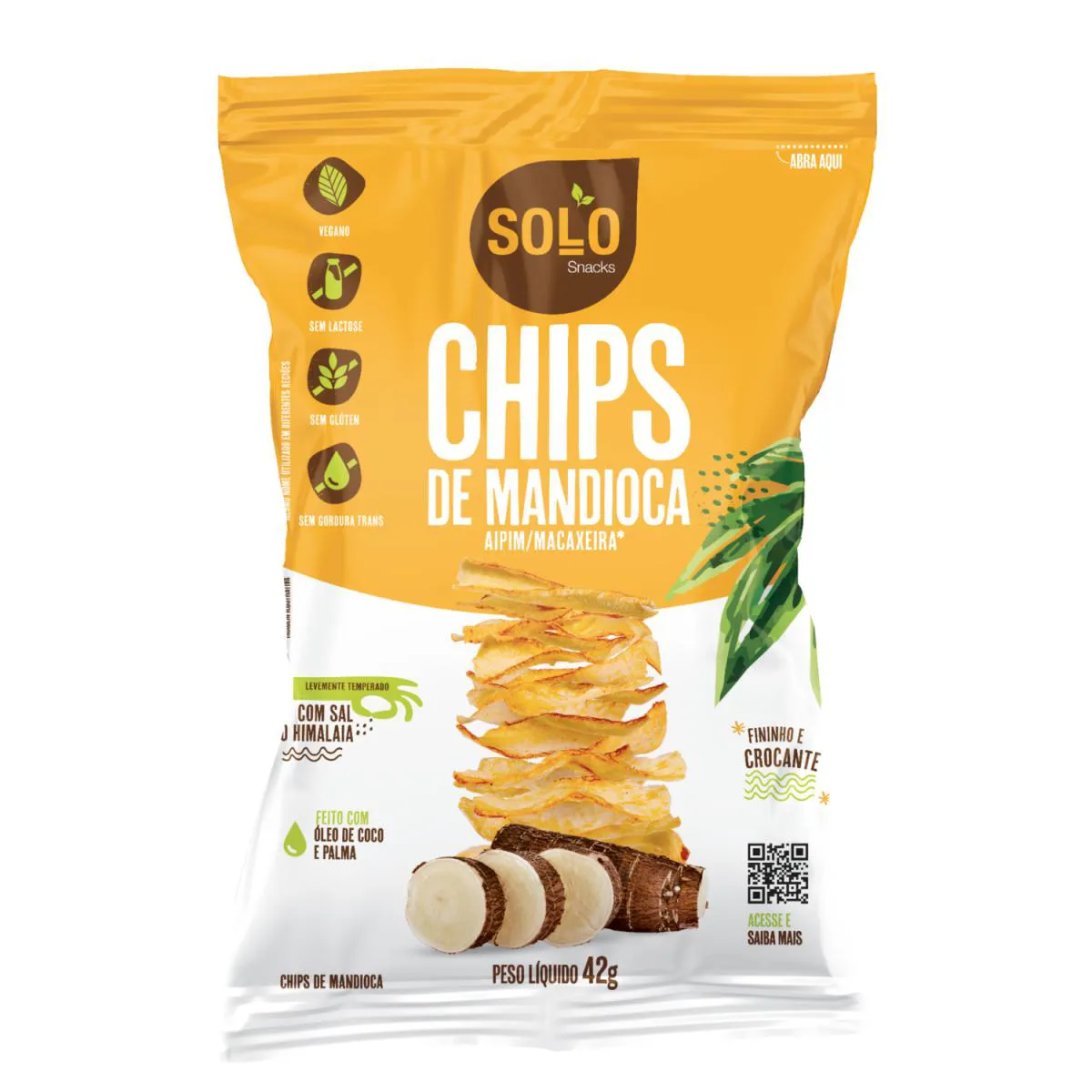 CHIPS DE MANDIOCA ASSADO SOLO SNACKS 42G