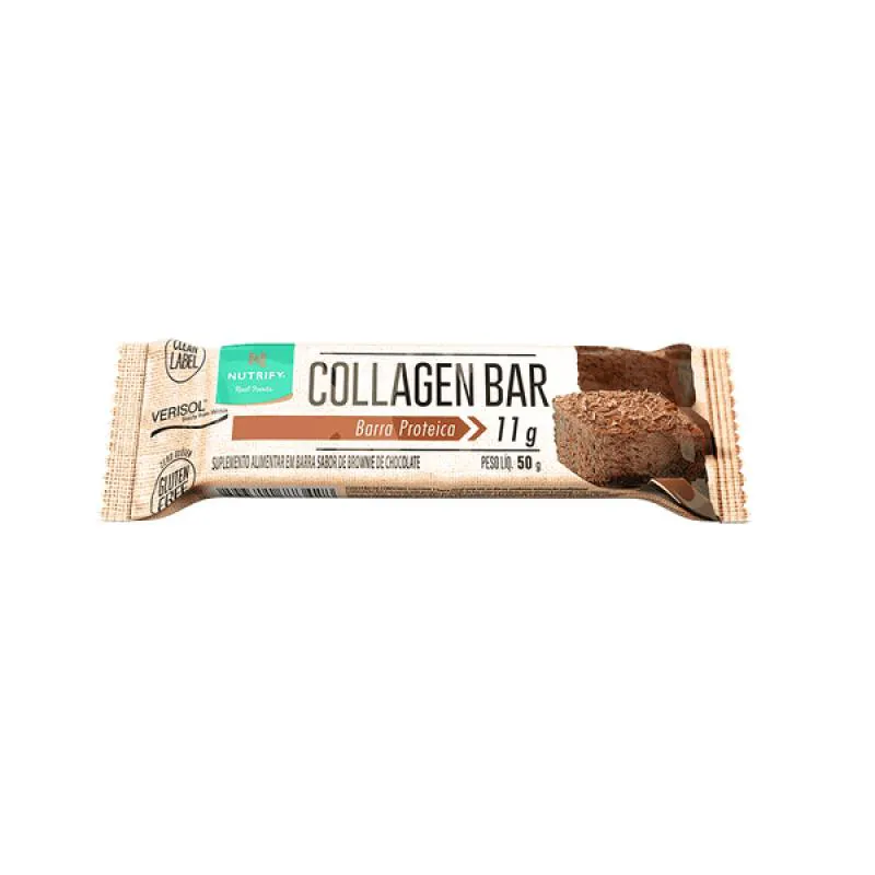 BARRA DE PROTEíNA COLLAGEN BAR BROWNIE DE CHOCOLATE NUTRIFY 50G