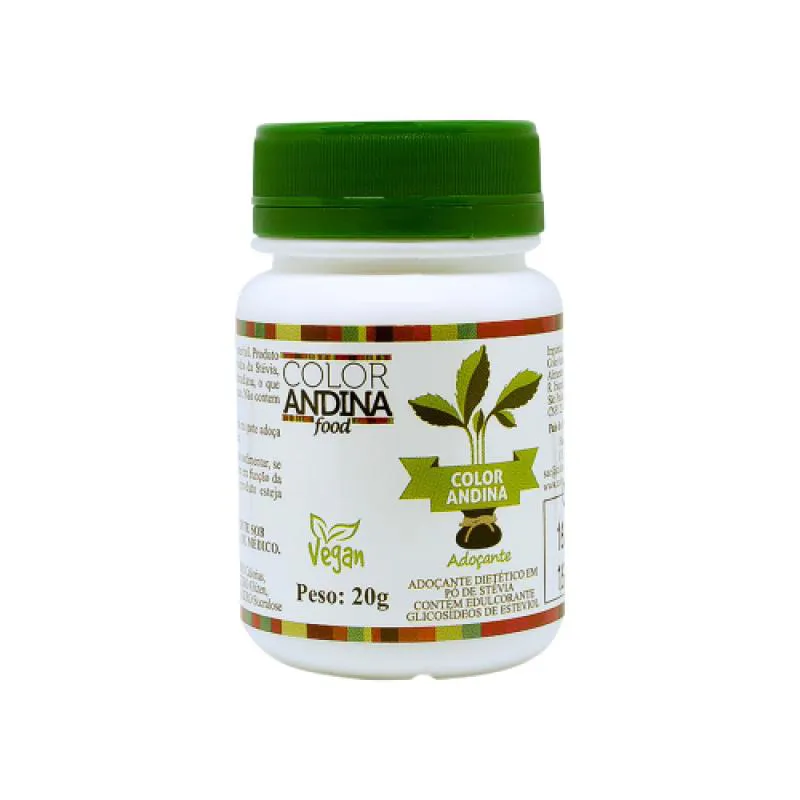 ADOçANTE STéVIA 100% NATURAL EM Pó COLOR ANDINA 20G