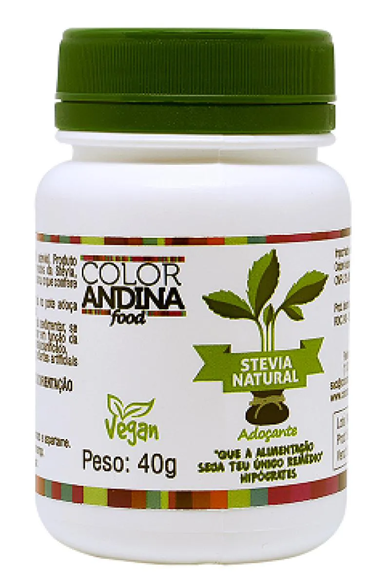 ADOçANTE STéVIA 100% NATURAL EM Pó COLOR ANDINA 40G