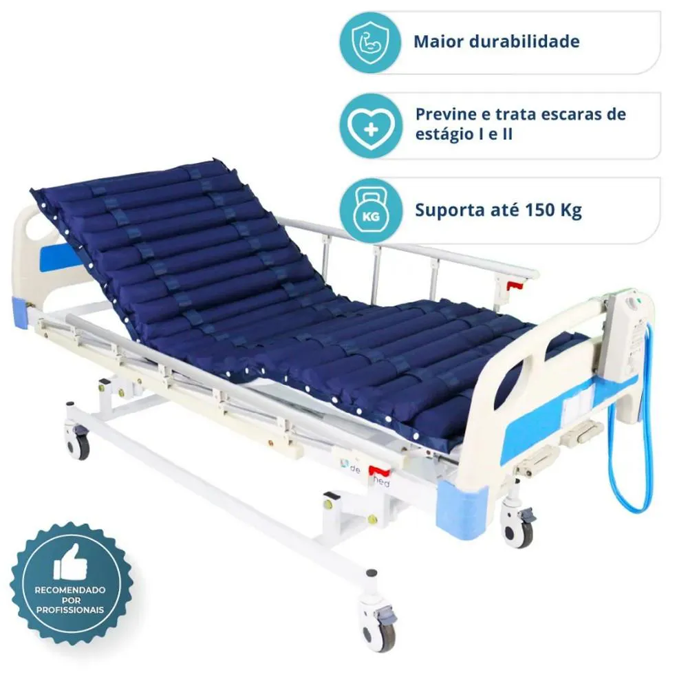 Colchão Pneumático Para Tratamento de Escaras Air Tube dellamed Azul  - 110V