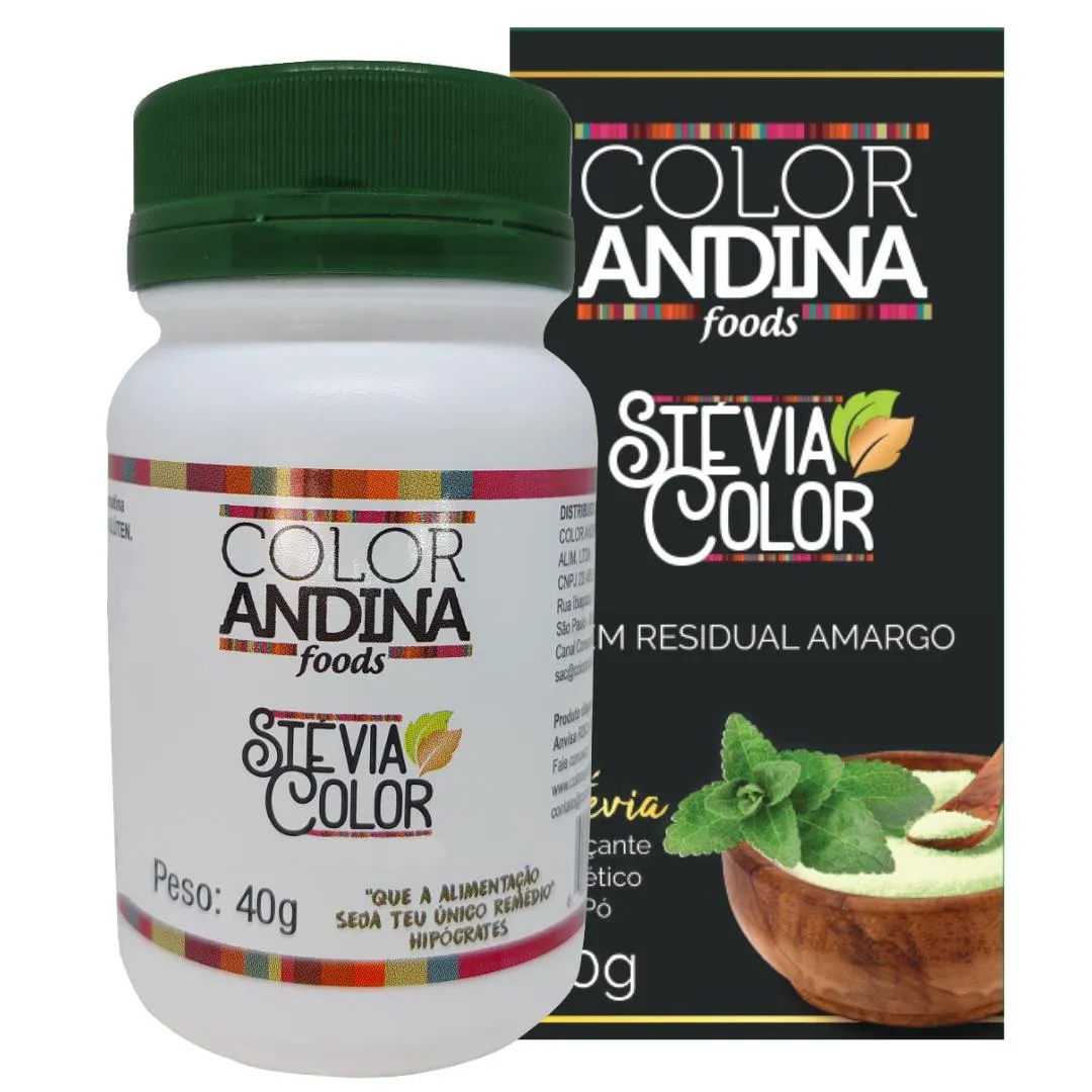 ADOçANTE DIETéTICO STéVIA COLOR ANDINA FOOD, 40G