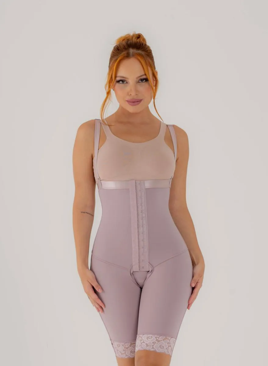 CINTA MODELADOR PÓS-CIRÚRGICO CORAL COMFORT SEM BUSTO MEIA PERNA DORON EMANA GG Lavanda