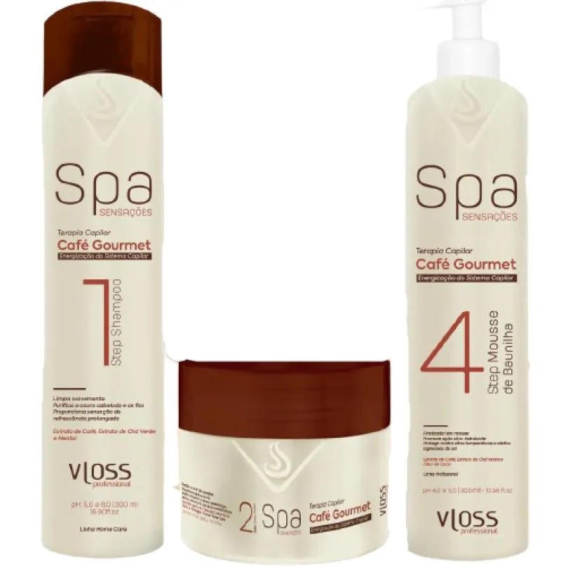 KIT VLOSS HOME CARE TERAPIA CAPILAR CAFé GOUMERT 3X300ML