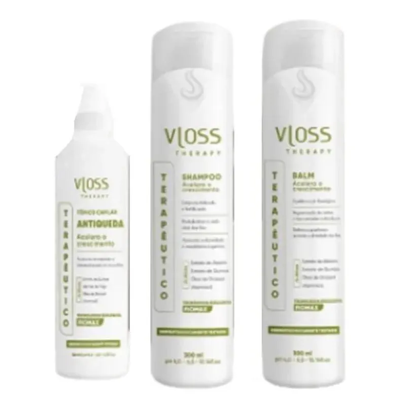 VLOSS THERAPY KIT FIOMAX SHAMPOO+BALM 2X300ML + TôNICO ANTIQUEDA