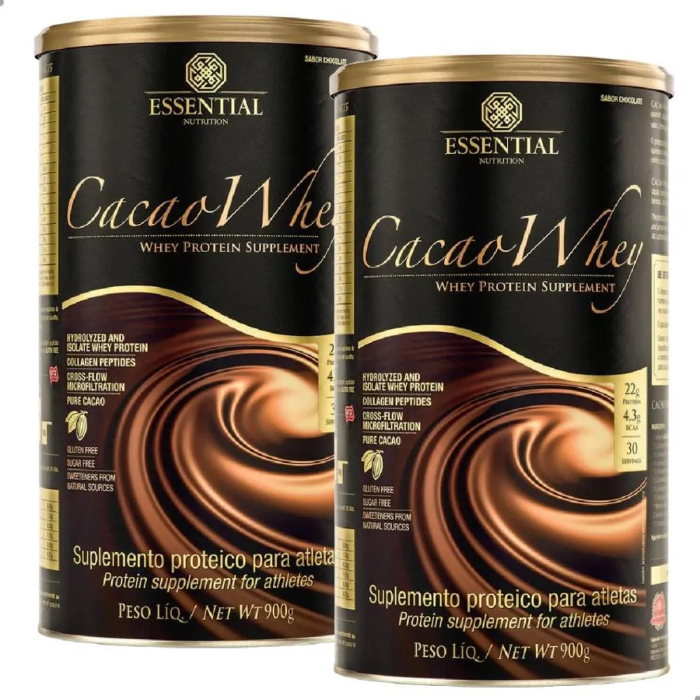Kit Whey Protein Essential Nutrition Cacao Whey 900g 2 unidades