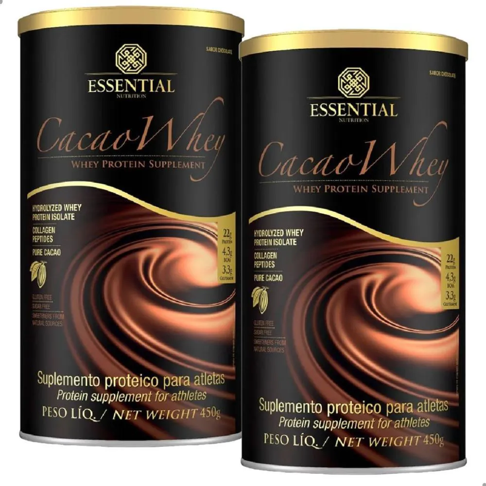 KIT 2 WHEY PROTEIN CACAU 450G ESSENTIAL NUTRITION