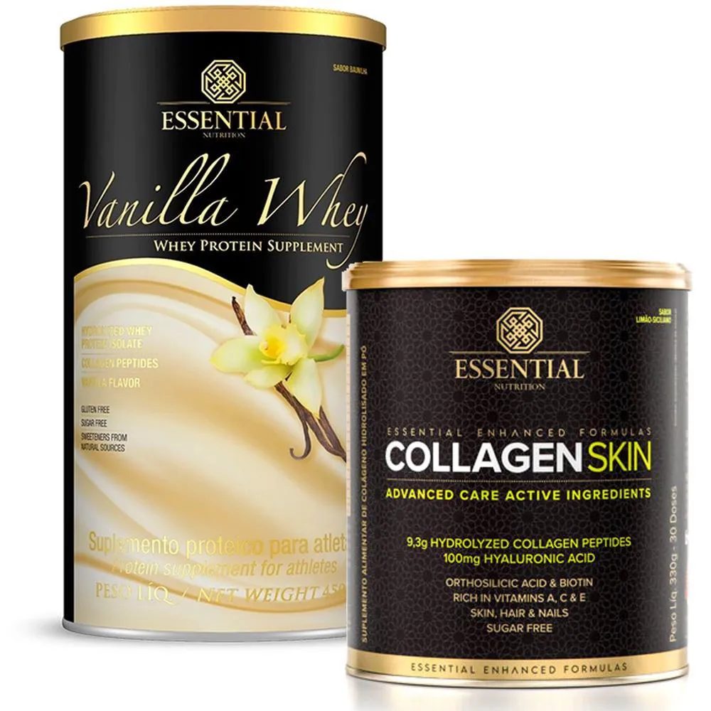 KIT VANILLA WHEY PROTEIN 450G + COLLAGEN SKIN 330G ESSENTIAL