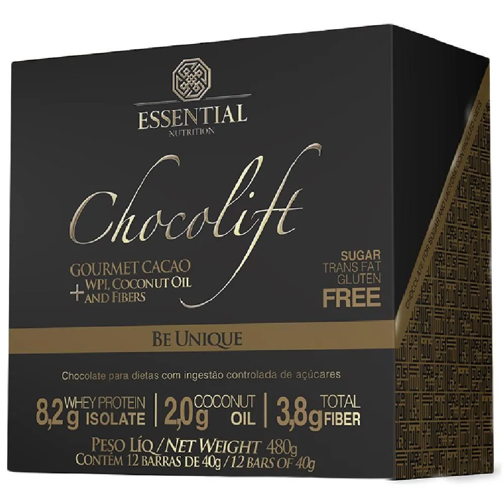 BARRA CHOCOLIFT BE UNIQUE 40G (480G) 12 UNIDADES ESSENTIAL Chocolate