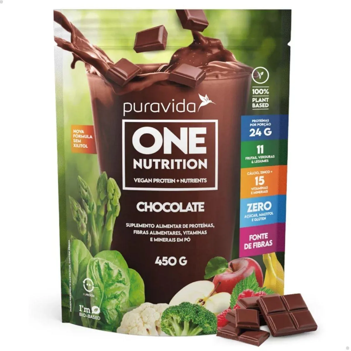 Suplemento Vegano Puravida One Nutrition Chocolate 450g