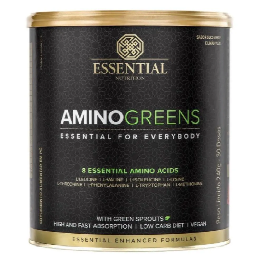 AMINOáCIDOS AMINO GREENS VEGANO 240G ESSENTIAL NUTRITION Suco Verde