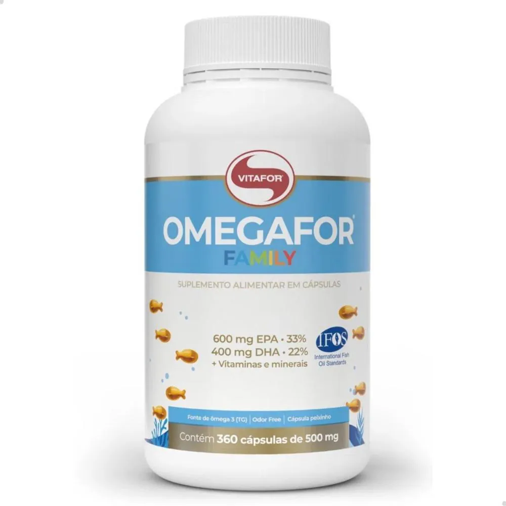ÔMEGA 3 OMEGAFOR FAMILY EPA DHA 360 CAPSULAS VITAFOR SEM Sabor