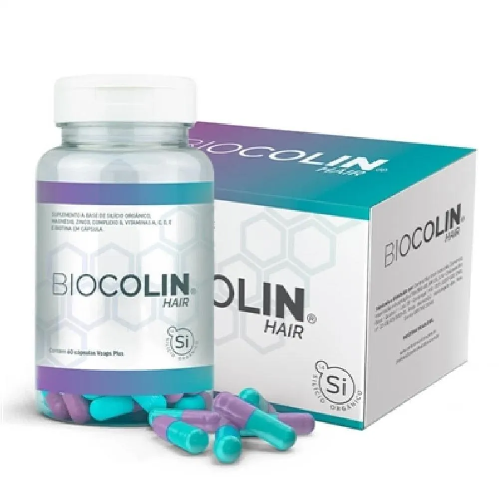 BIOCOLIN HAIR 500MG 60 CáPS CABELO UNHA CENTRAL NUTRITION Natural