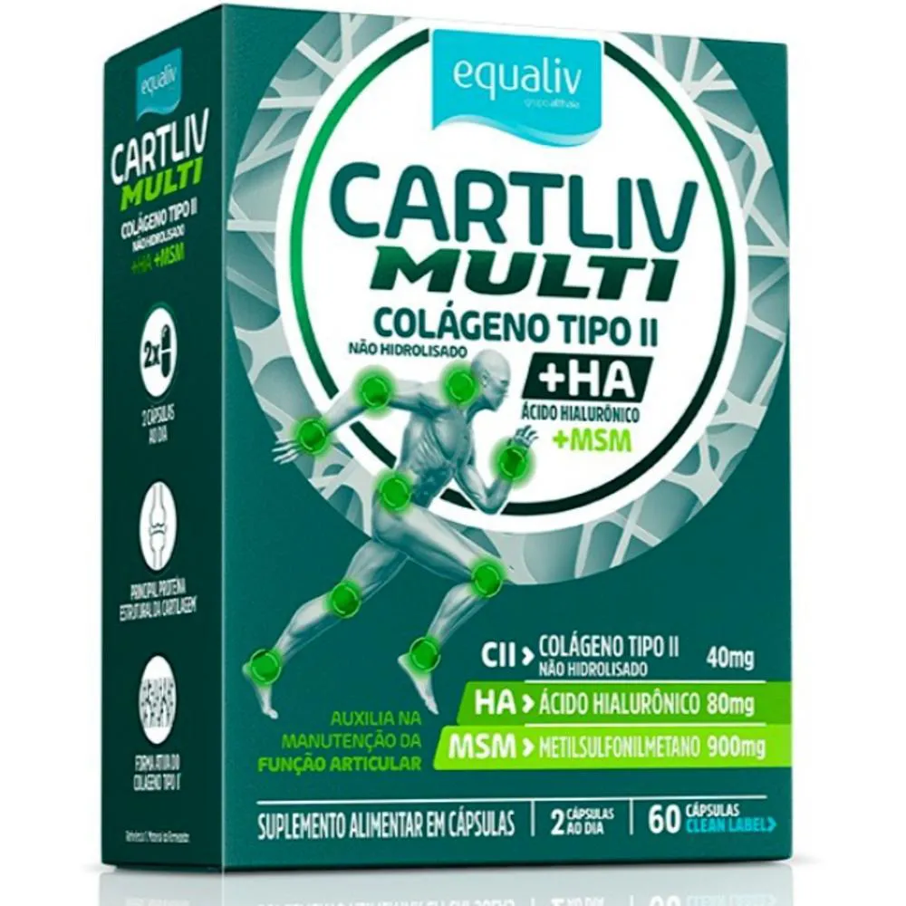 Colágeno Equaliv Cartiliv Multi Tipo 2 +HA +MSM - Natural 60cps